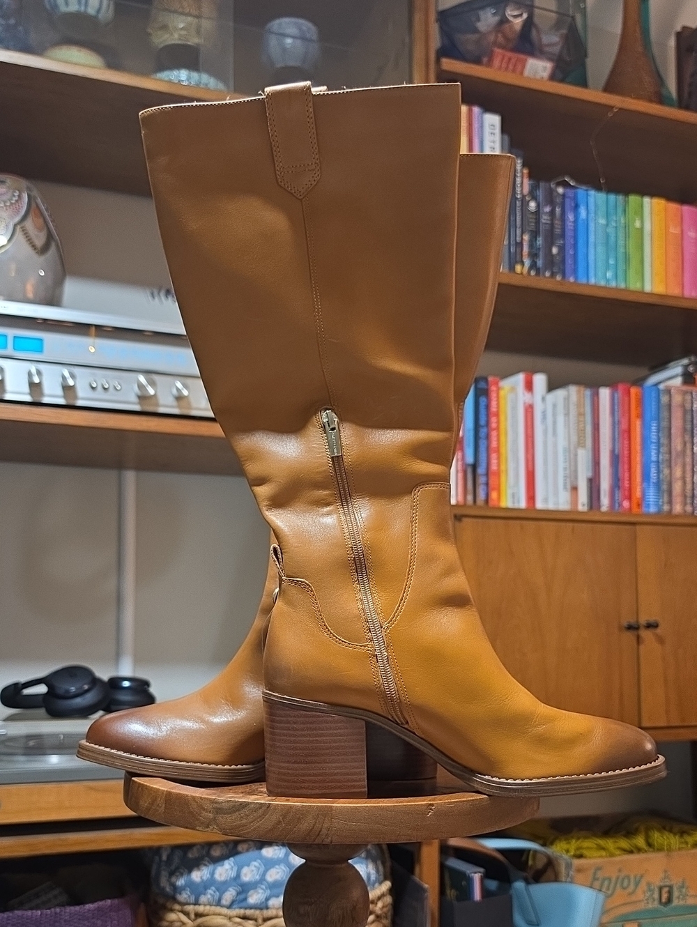 Vince Camuto Genuine Burnished Leather Heeled Boots